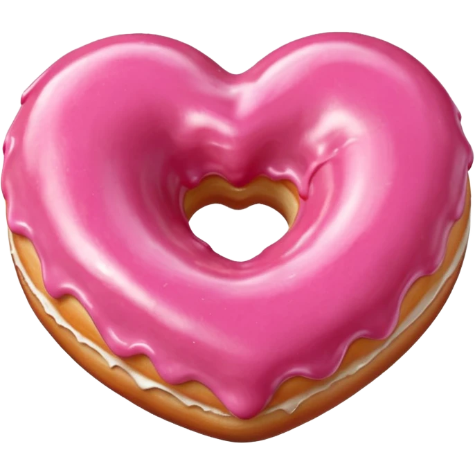 Realistic isolated heart shaped donut with pink frosting. emoji