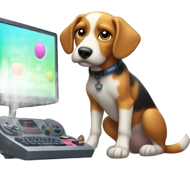 Dog playing video games emoji
