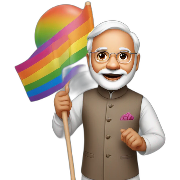 hyper realistic narendra modi waving lgbtq flag emoji