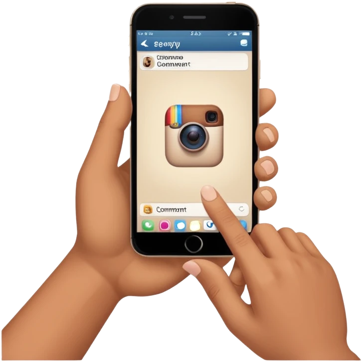 smartphone wirting an instagram comment emoji