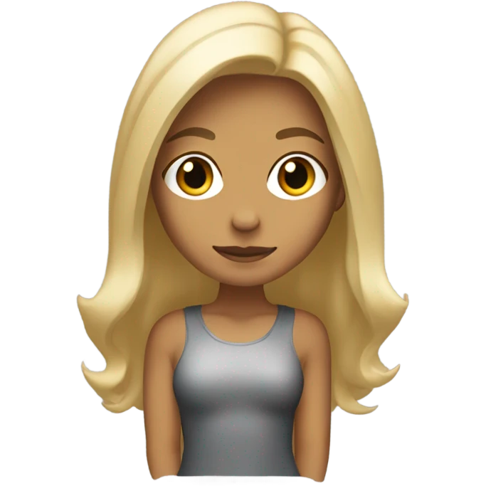 Medium tan blonde with mid length hair squatting   emoji