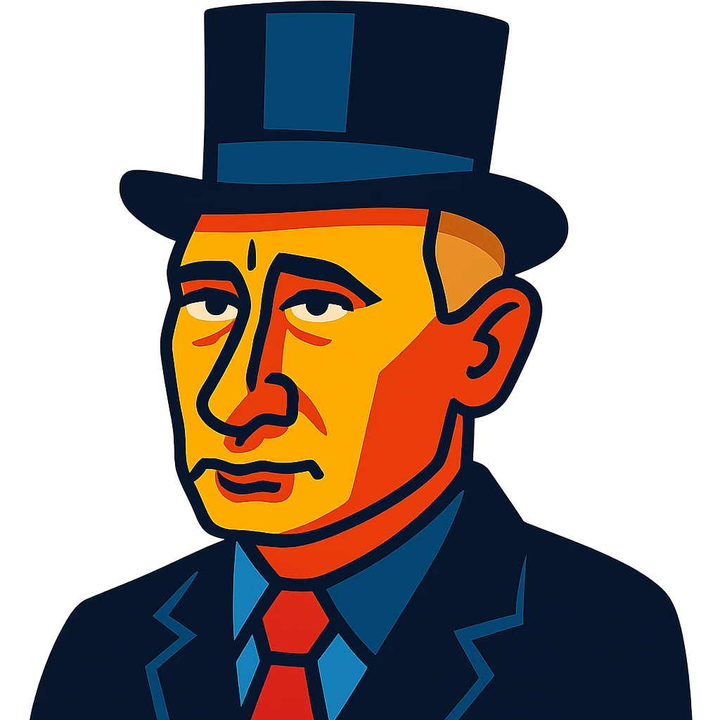 Putin in a black top hat emoji