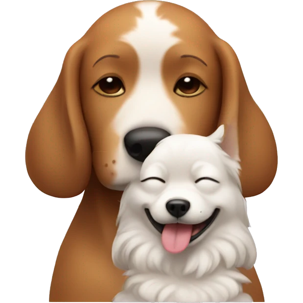 Relaxing dog with close eyes with human emoji
