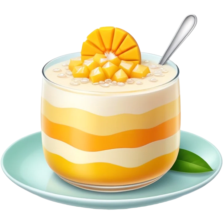 Hong Kong mango pomelo sago dessert with soft pastel colors emoji