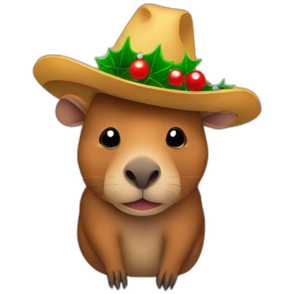 Capibara con sombrero navideño emoji