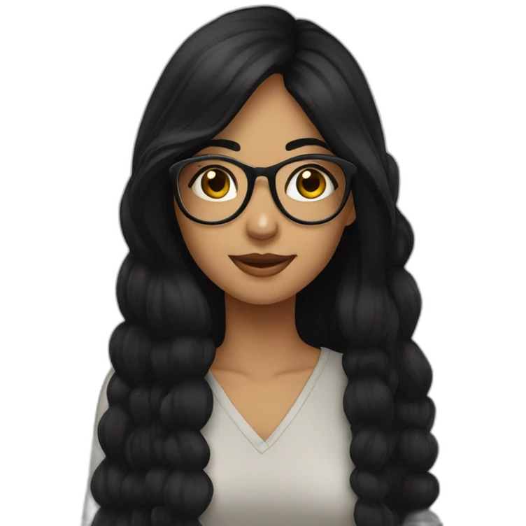Arabe girl With glasses longue black hair emoji