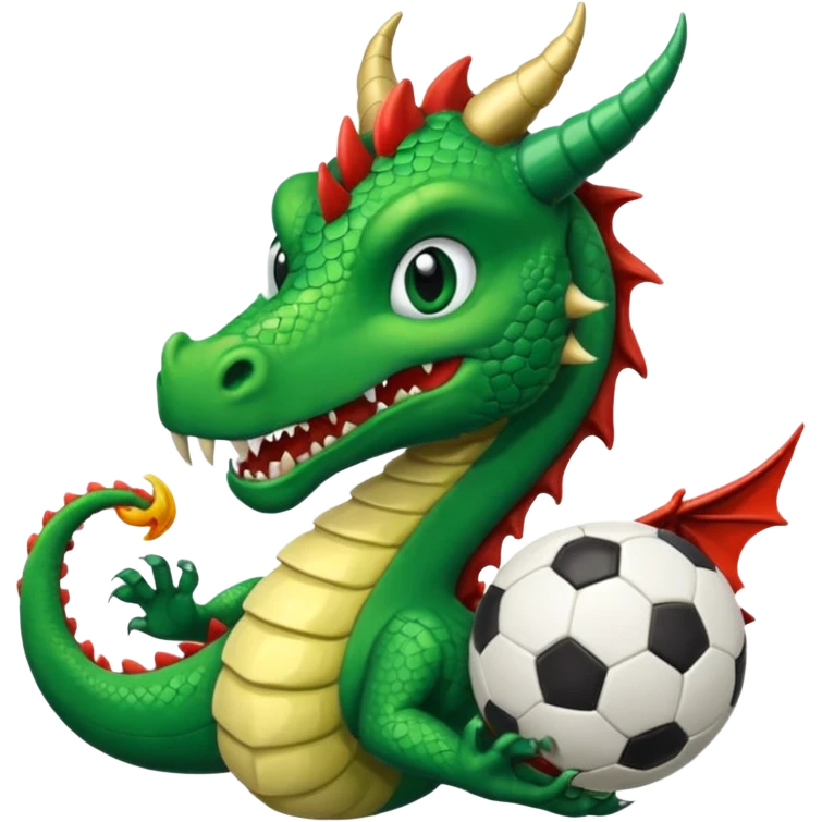 ein Drache mit einem Zauberstab in der Hand  und einem Hud  auf dem kopf und ein Fussball in der anderen hand emoji