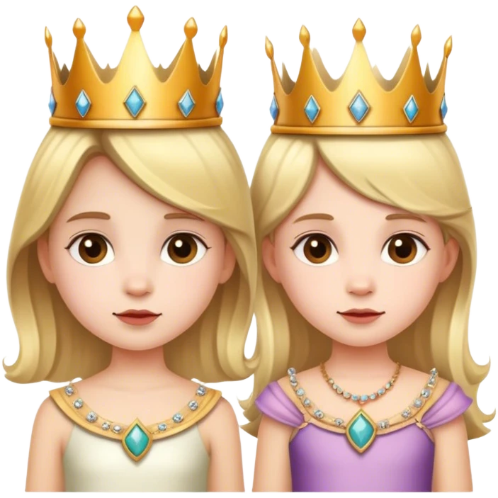 two little girls with crowns on emoji