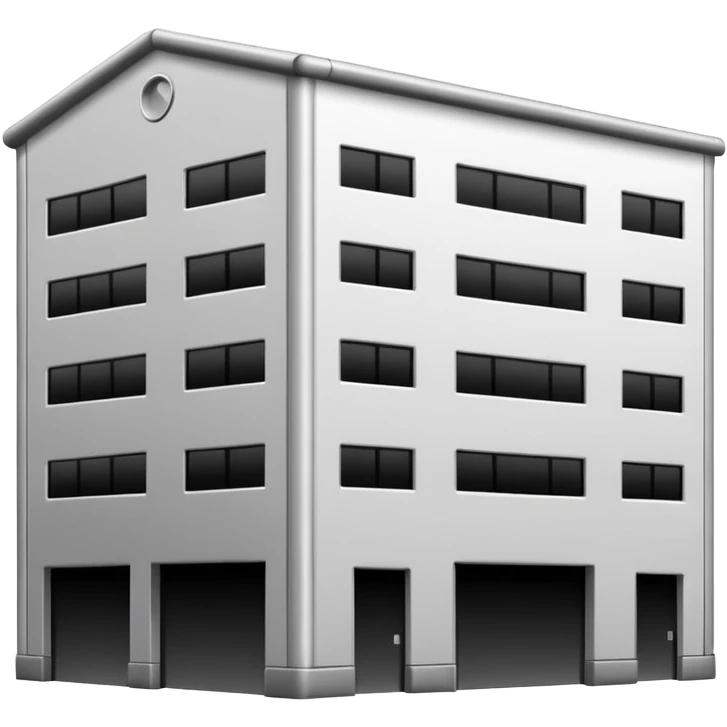 a 2d warehouse in black and white for a report from the outside emoji