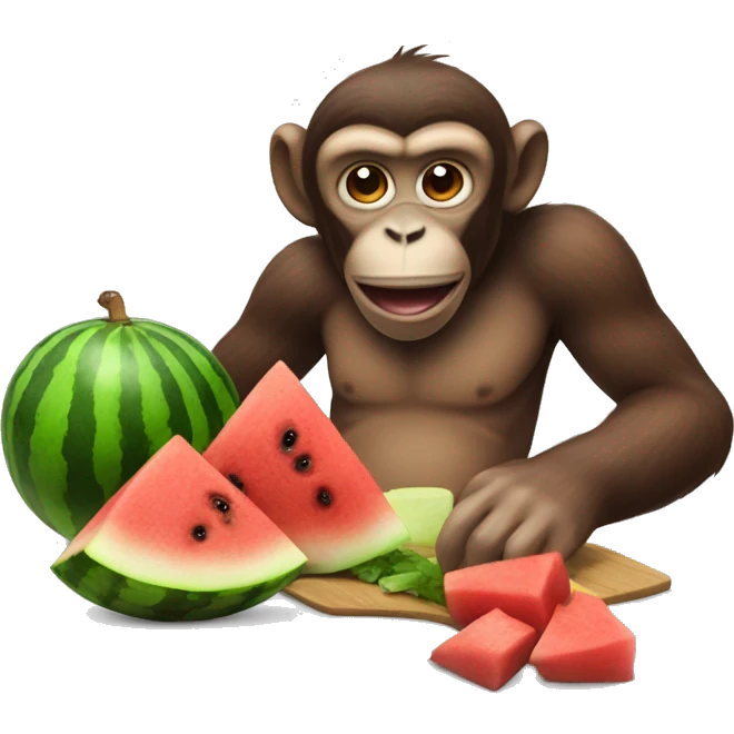 monkey eating chicken with watermelon and koolaid emoji