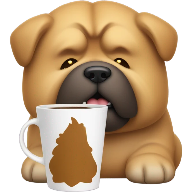 chow chow tired holding coffee emoji