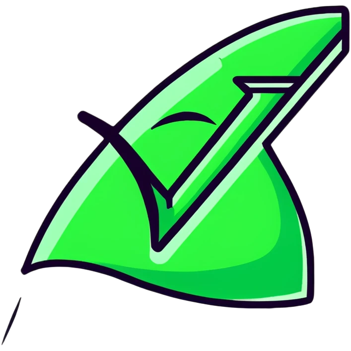 green check mark with sparkles emoji