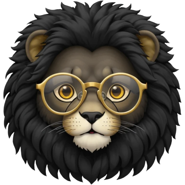 Black Lion with glasses on emoji