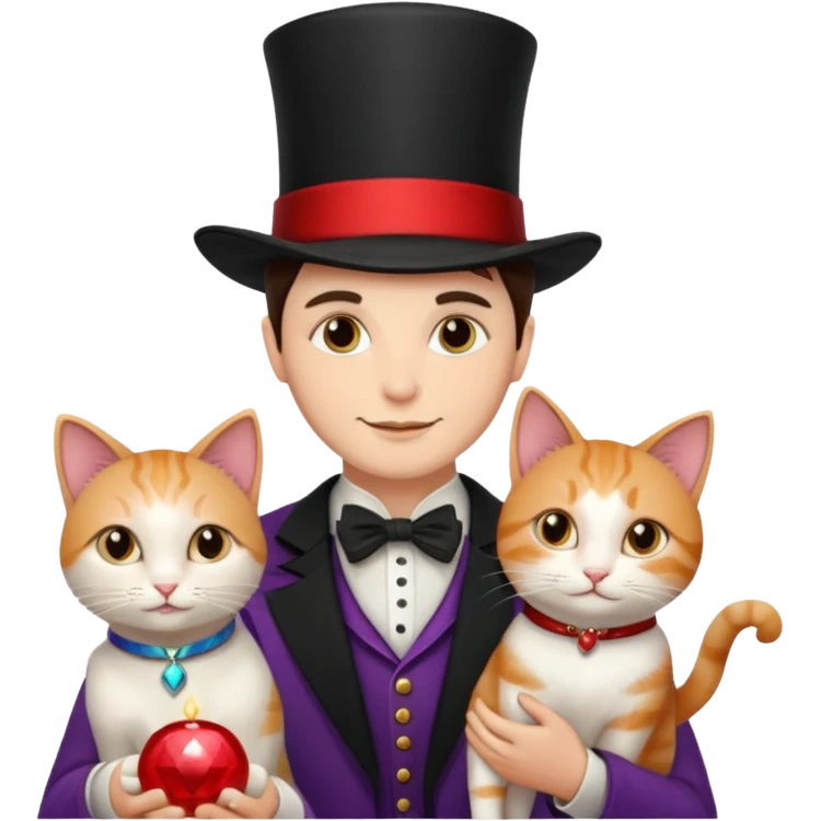 magician couple and their pet cat emoji