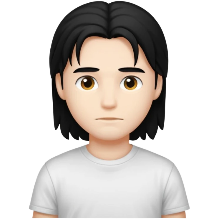 An emoji of a soft boy with black long hair and pink background. emoji