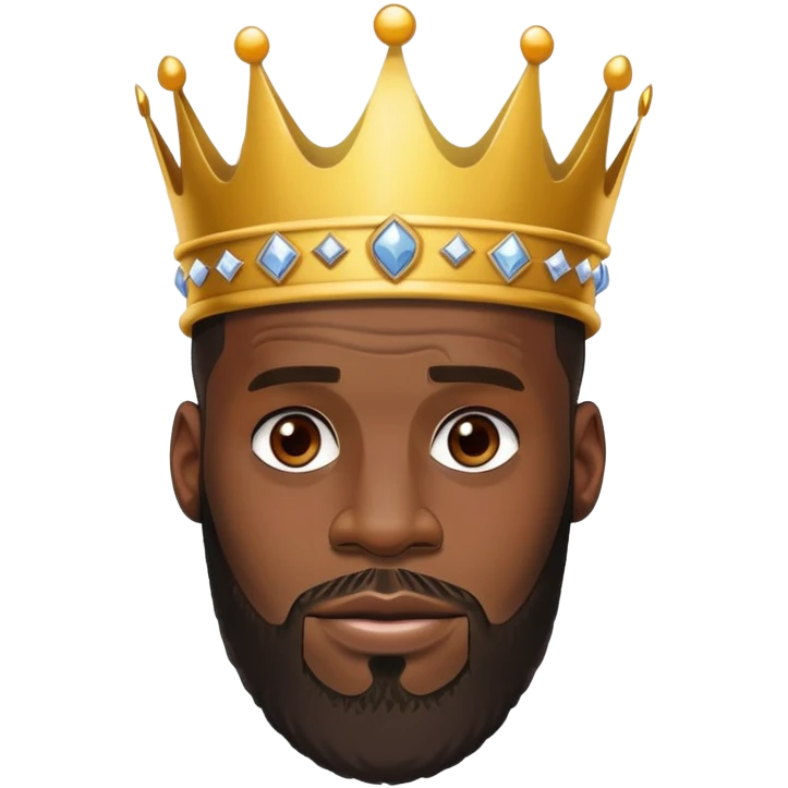 LeBron James face with beard and crown emoji emoji
