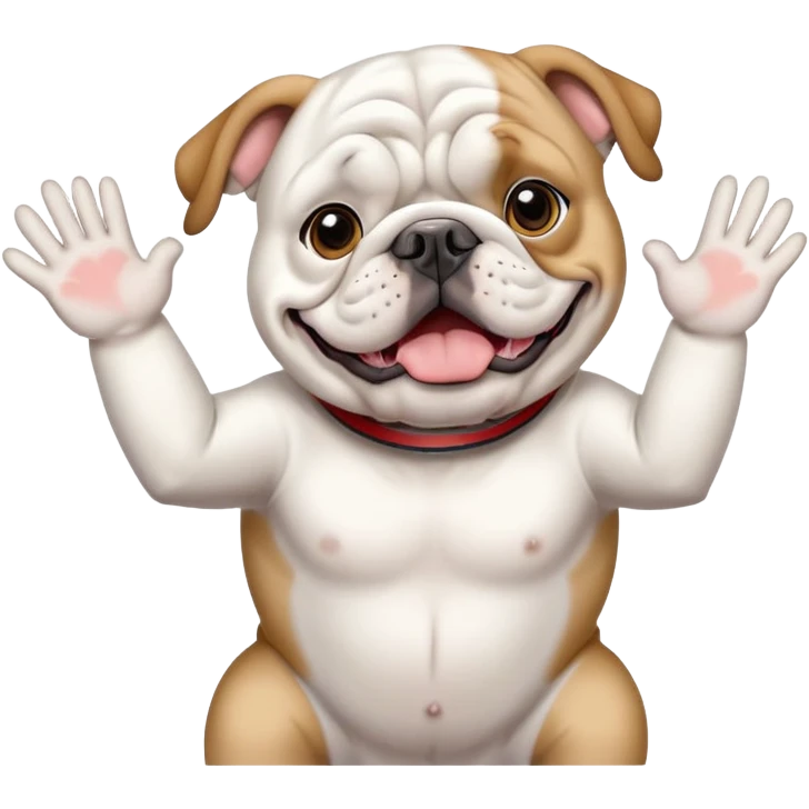 White English Bulldog, high five emoji