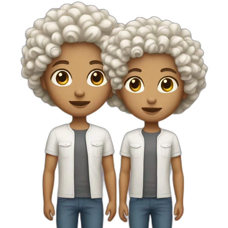White Twins with curly hair emoji