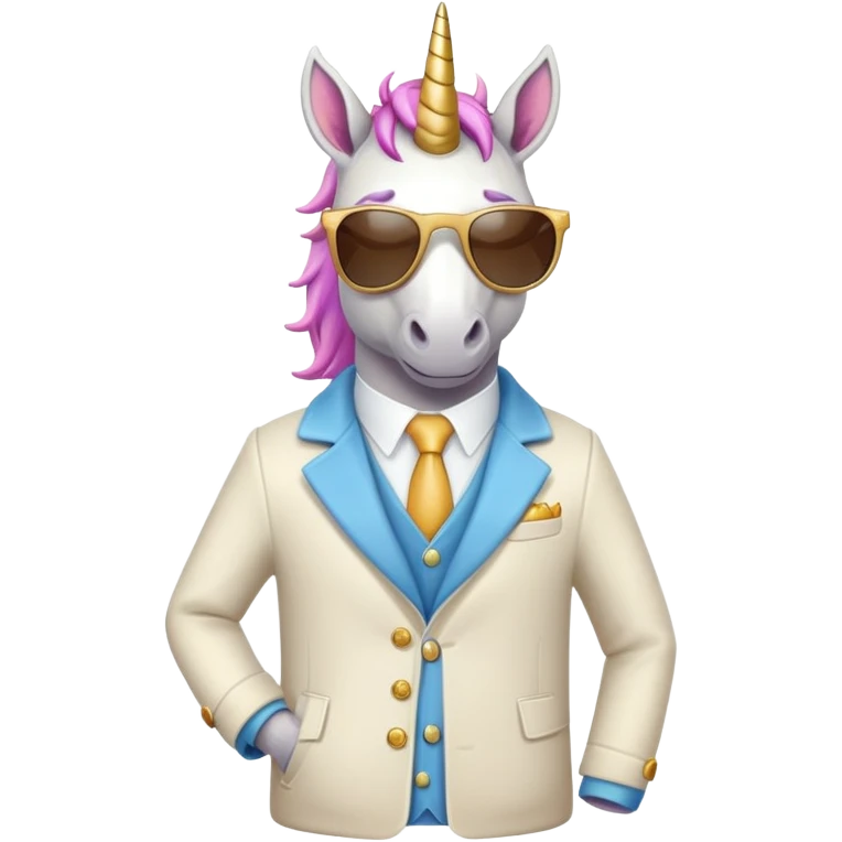Unicorn wear coatsuit and wear sunglasses  emoji