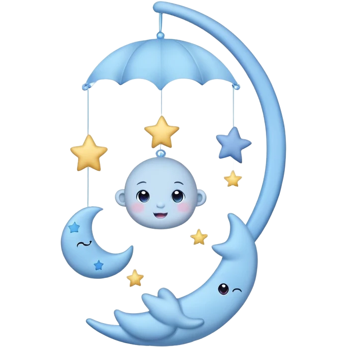 Blue baby mobile with stars and moon emoji