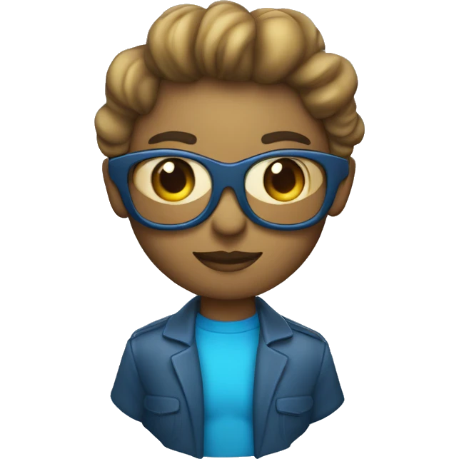 figura androgênica com pele azul e usando óculos emoji