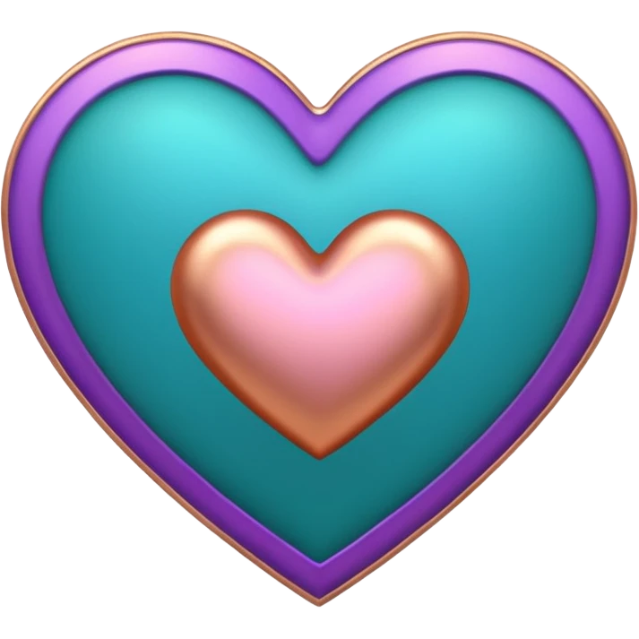 I need a teal, orange , purple, and rose gold Heart emoji  emoji