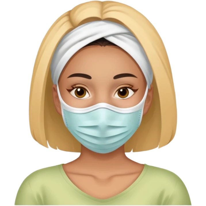 Lady with face mask spa beauty full face relaxing emoji