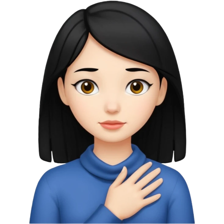 Girl with black hair holding hands around her neck  emoji
