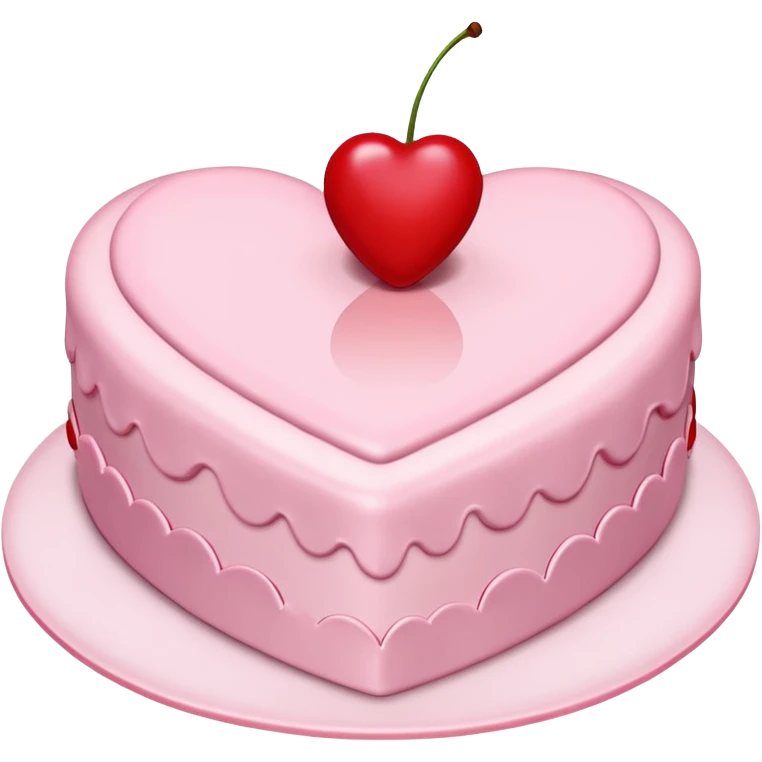A light pink, heart-shaped cake, adorned with two cherries. emoji