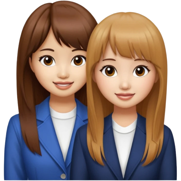 Brenda Song and Debby Ryan (straight bangs) smiling emoji