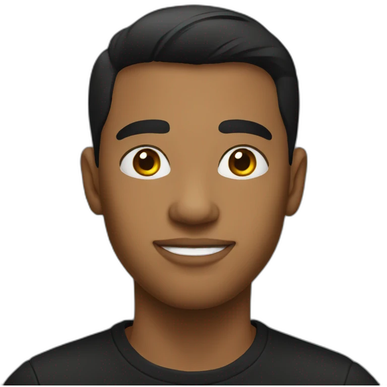 young American man, black hair, shaved, black tshirt emoji