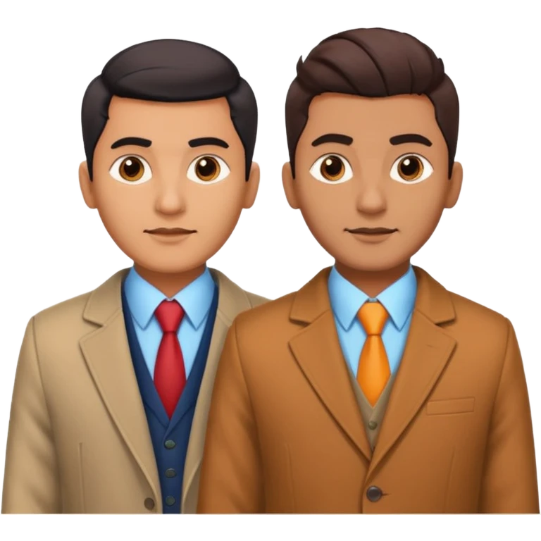 two same look brother both busnessmen indian look just gove diffrenet colour of coat and little bit variation in hairstyle emoji