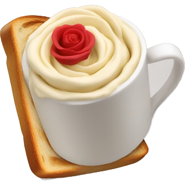 rose shape whiped crema with toast emoji