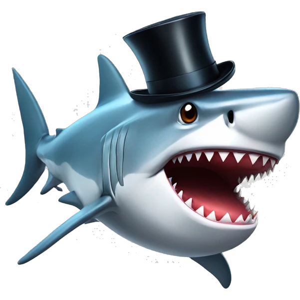 Shark with a top hat emoji