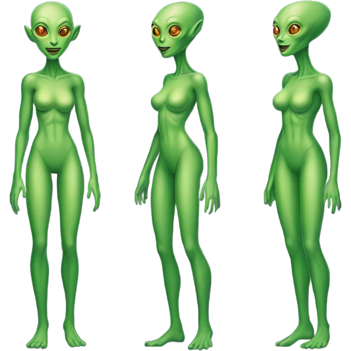 a green alien woman full body emoji