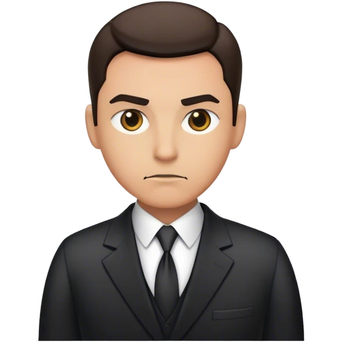 A secret intelligence agent wearing a formal suit, appearing serious and professional, with a mysterious and authoritative presence emoji