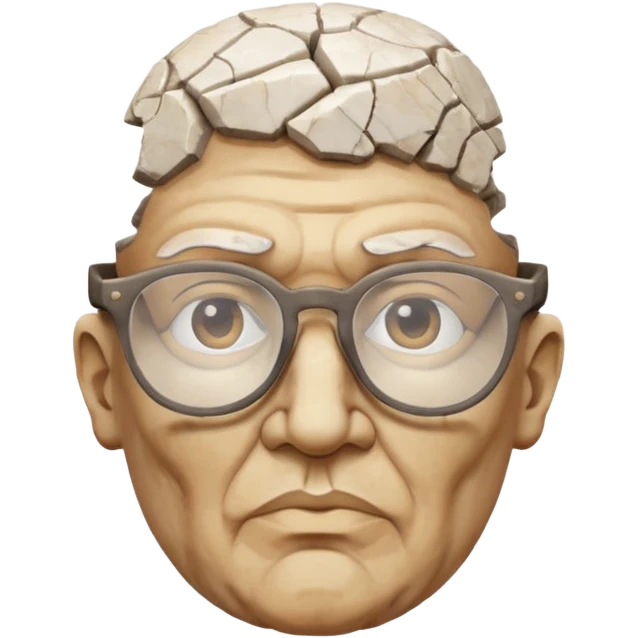 white cracked marble greek statue head with glasses emoji