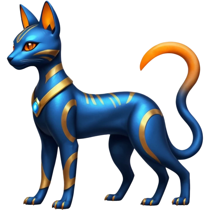 Futuristic Glowing shiny Bastet-Umbreon-Salandit-fusion (full body) emoji