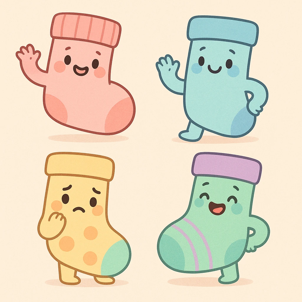 cute socks in pastel toon style emoji