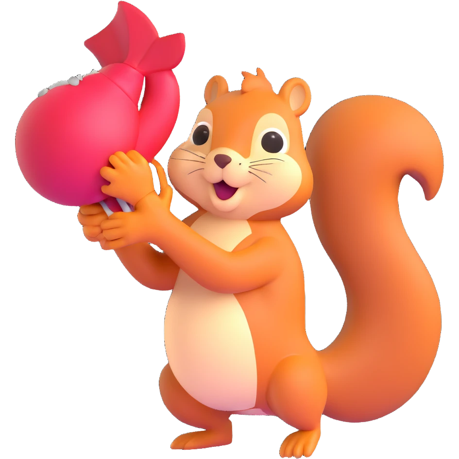 squirrel holding a fish like a boxing glove emoji