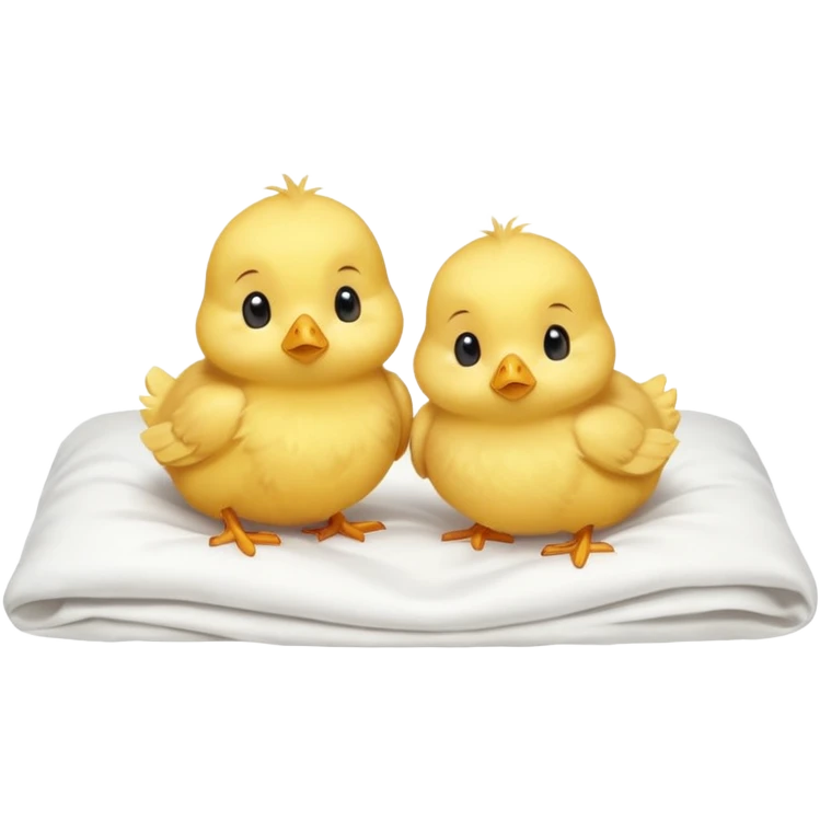 Two baby chicks laying in bed emoji