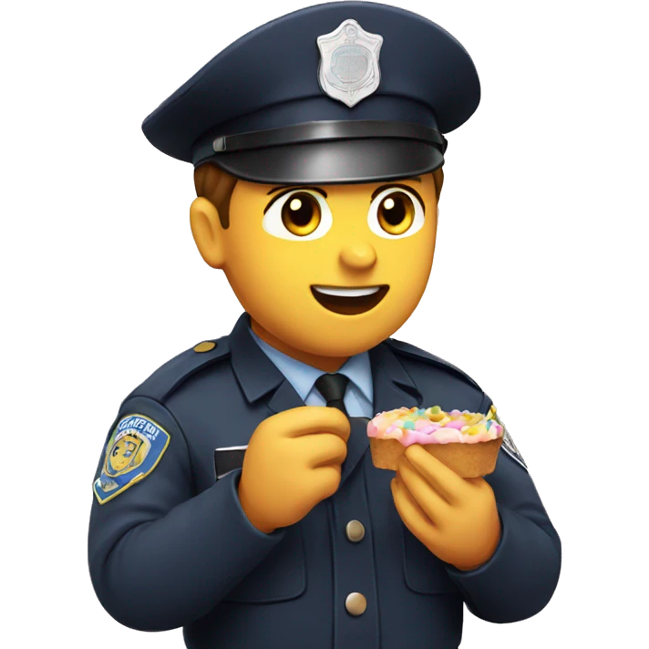 police officer eating pastel emoji