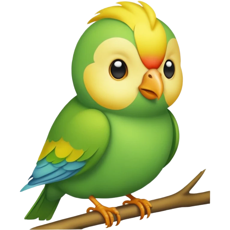 A love bird with just color green and his head yellow emoji