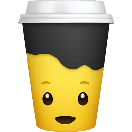 emoji amarelo tomando café da manhã, xícara branca emoji