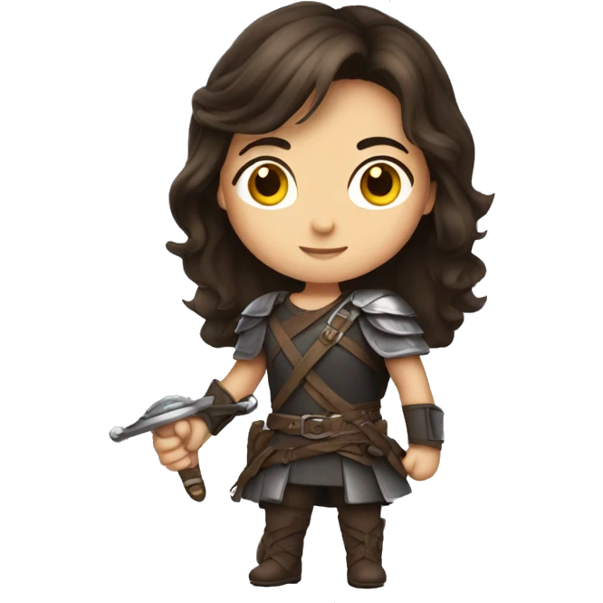 cute brunette with sword emoji