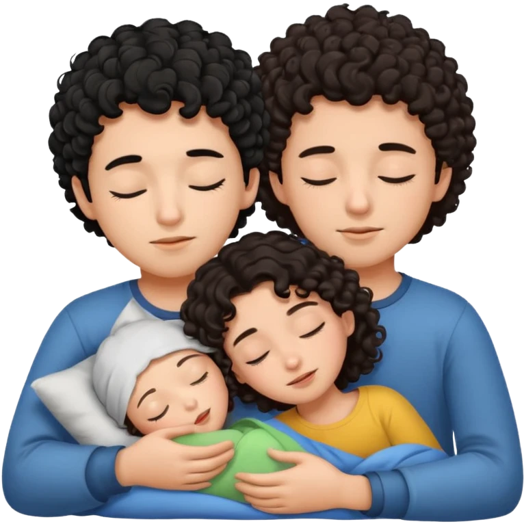 ragazzo riccio capelli neri che dorme con una ragazza capelli castani emoji