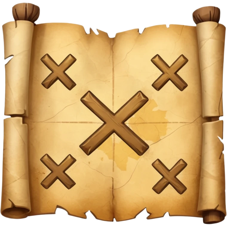 aged parchment map with X marked treasure map. emoji