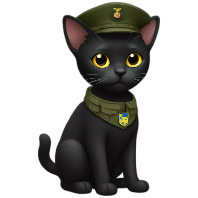 black ukraine cat with military t-shirts emoji