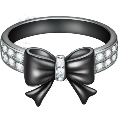 Silver diamond ring with a bow in black  emoji