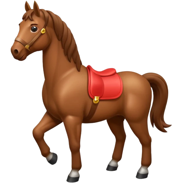 horse standing, isometric view, apple emoji style emoji